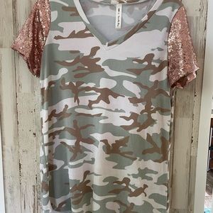 Camo Sequin Top